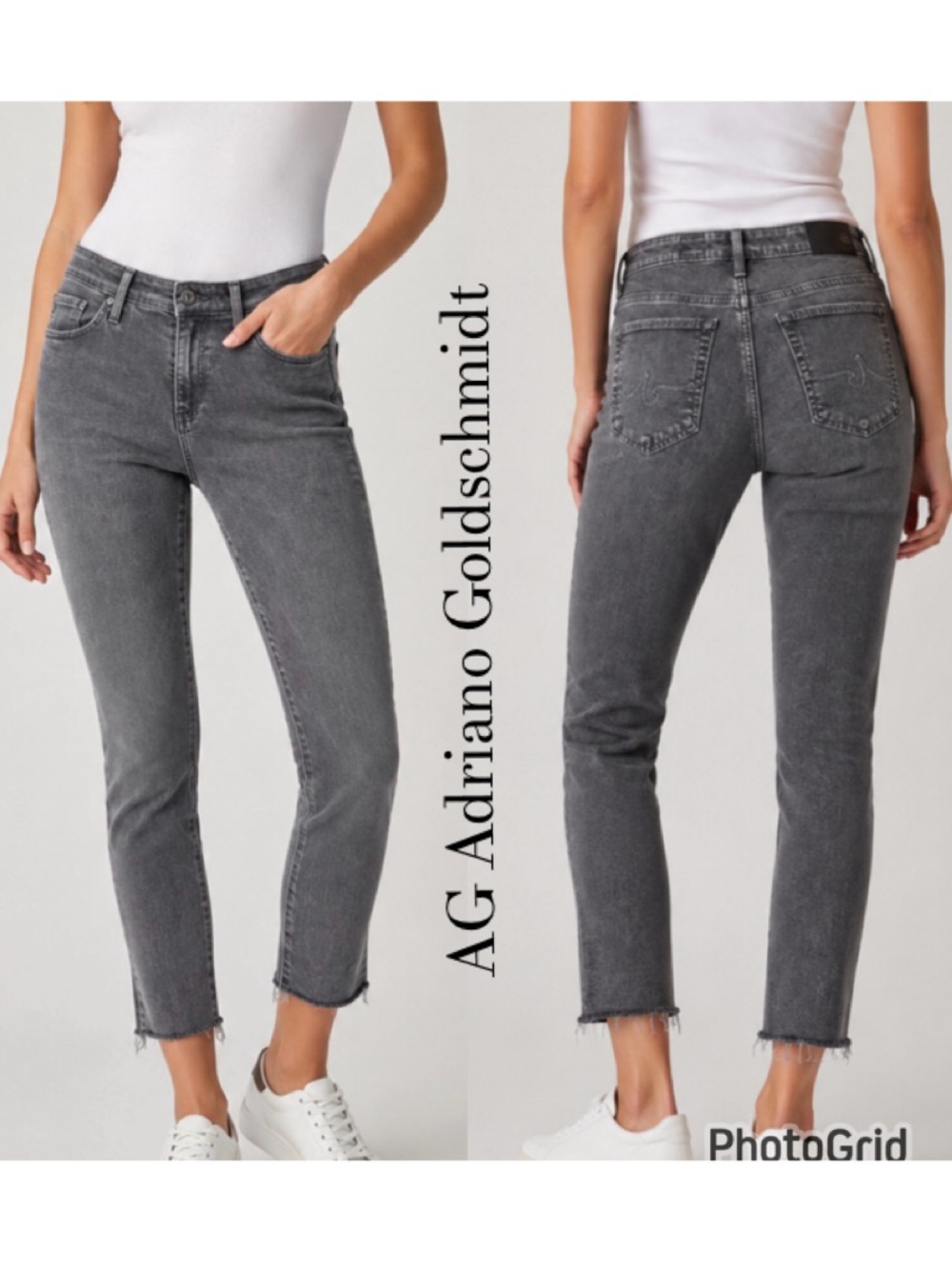 AG Adriano Goldschmied “Middi Ankle” Mid-Rise Gray Jeans Size 26